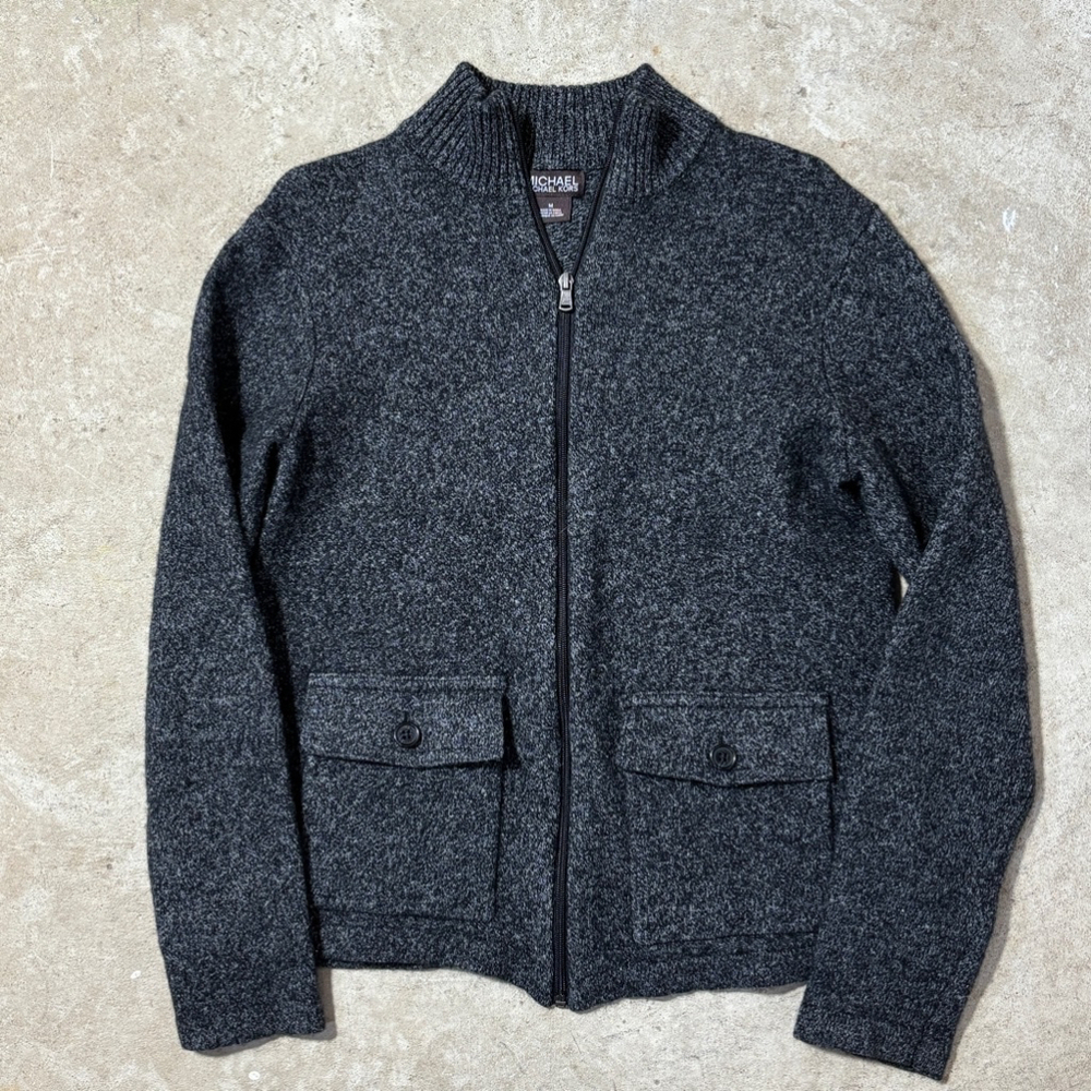 Michael Michael Kors Cardigan Sweater Women’s Medium Gray Zippered Pockets